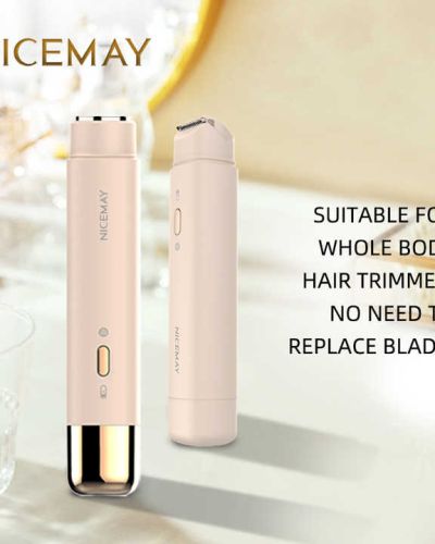 Nicemay 2 in 1 Dual Head Bikini Trimmer IPX6 Waterproof Wet Dry Use Body Women Electric Shaver Facial Hair Remover